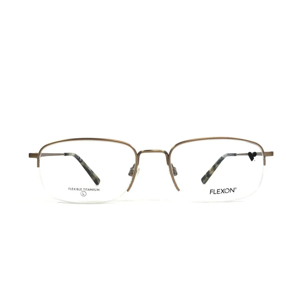 Flexon Eyeglasses Frames H6082 204 Matte Taupe Satin Gold Half Rim 53-19-145